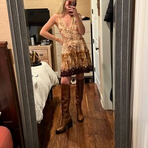 Elegant Brown and Cream Dress